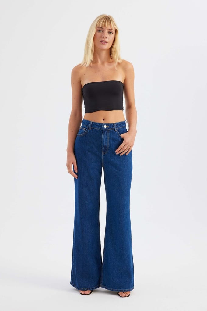 Hoge taille recht gesneden jeans