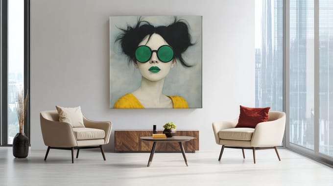Vierkant Canvas Schilderij - Vrouw - Portret - Abstract - Kunst - 60x60x2 cm