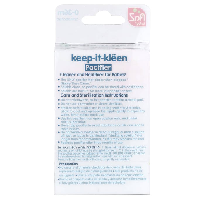 Keep-It-Kleen Speen, 0-36M, Roze & Grijs, 2 Spenen white