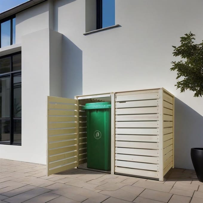 Zyrex® Afvalcontainerombouw – Containeropslag – Enkele containerkast – Grijs - 81cm x 141cm x 116cm