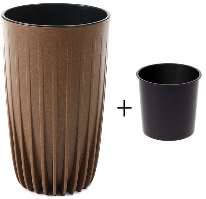 HowHomely Stripped Serie - Eco Wood Bloempot - Hoog - Weerbestendig - Modern Design