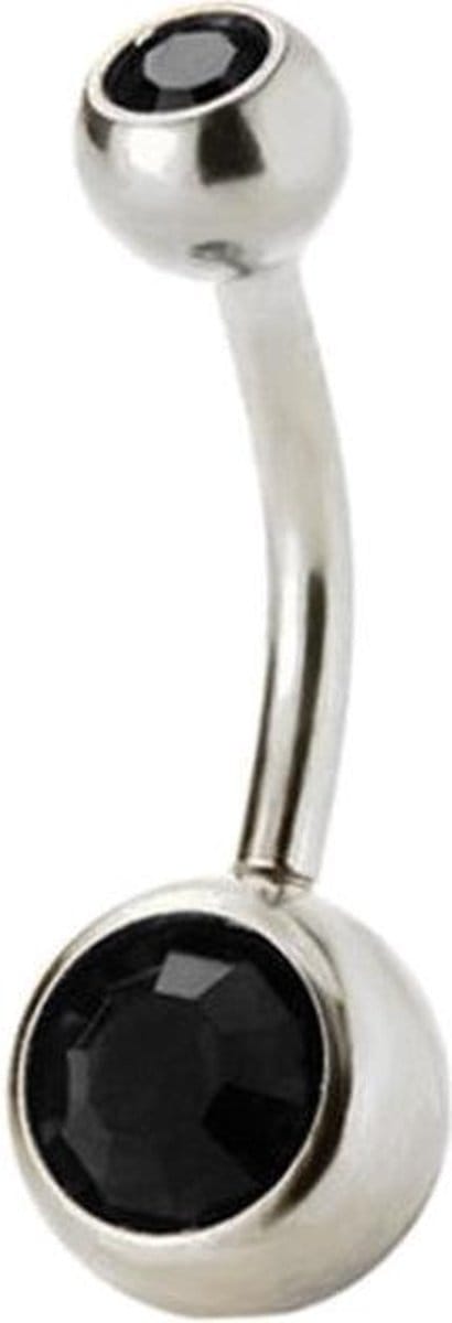 Fako Bijoux® - Navelpiercing - Kristal - Zwart