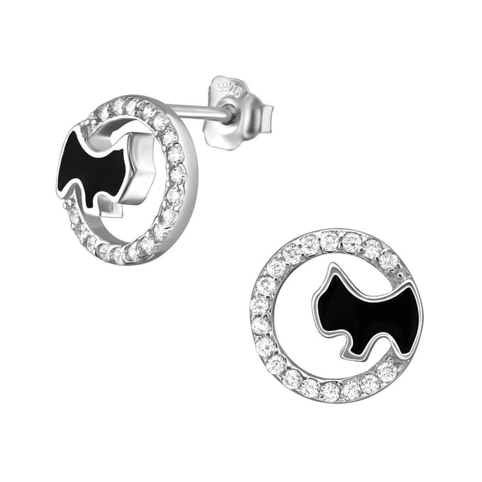 Amanto Oorbellen Gaelle - 925 Zilver Gerhodineerd - Hondje - ∅9mm