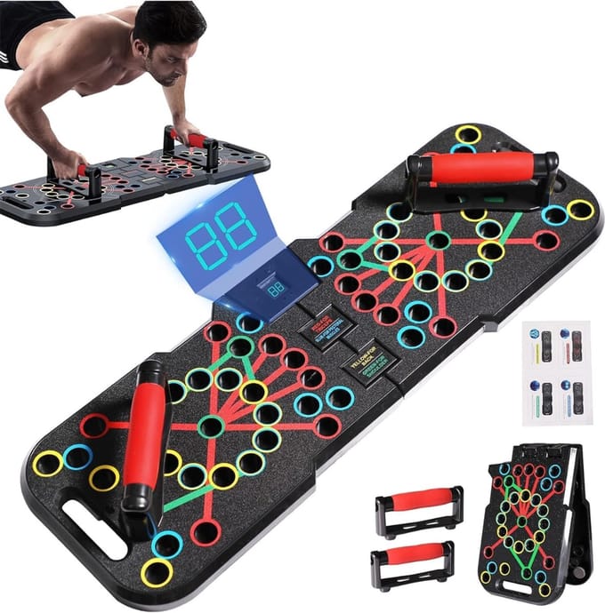 KIRA® Push up Bord - 17-in-1 - Pull Up Bar - Opdruksteunen - Zwart - 72cm x 32cm x 2cm