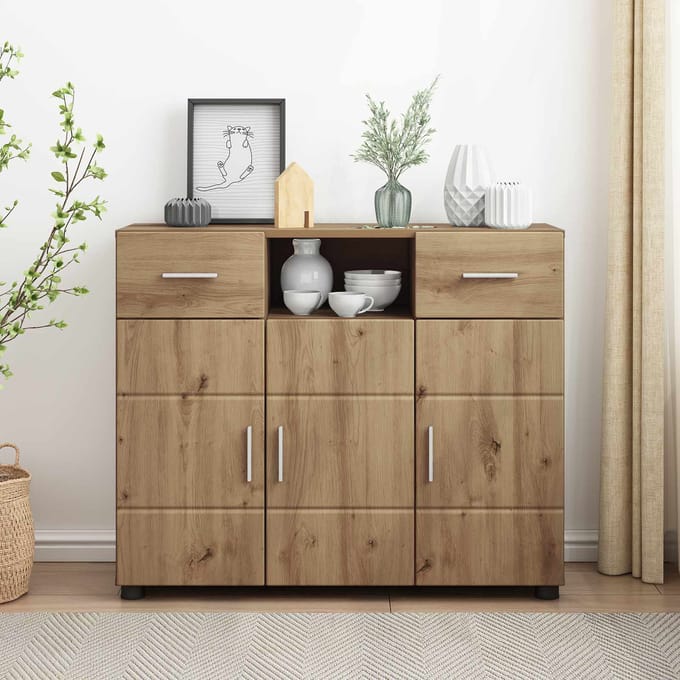 vidaXL - Houten - Kast - Artisan - Eiken - Bewerkt - hout