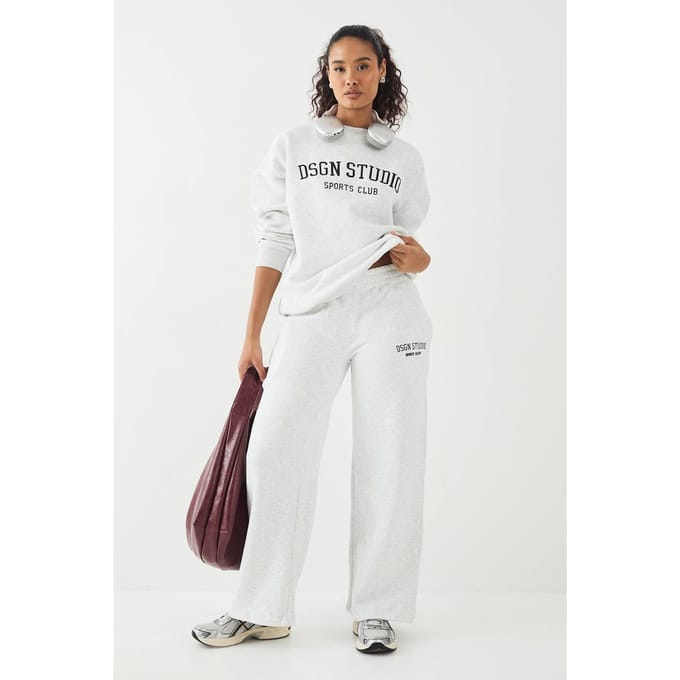 Dames DSGN Studio Applique Rechte Pijp Joggingbroek | Asgrijs | Maat: Medium