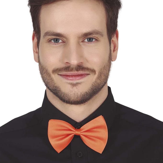 Fiestas Guirca Carnaval verkleed vlinderstrikje - oranje - polyester - volwassenen/unisex