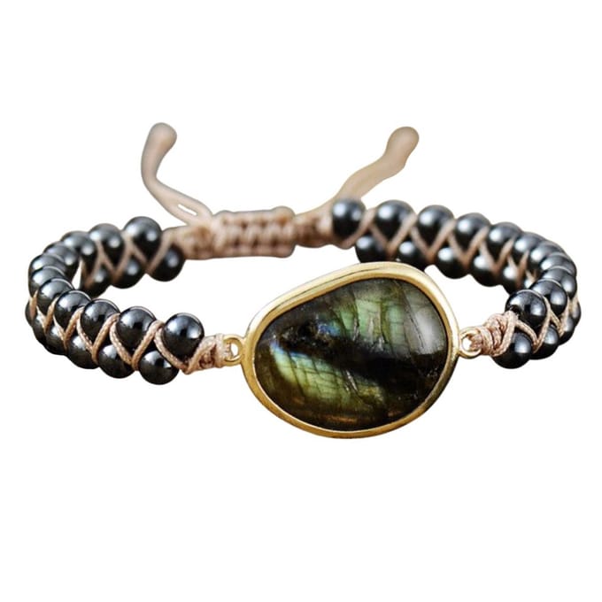 Marama - Armband Labradoriet Black - verstelbaar - edelsteen - damesarmband - vegan