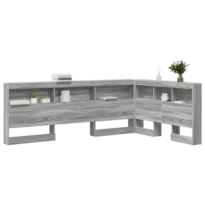 vidaXL Opberghoofdbord met plank Grijs Sonoma 207,5 x 137,5 x 76,5 cm