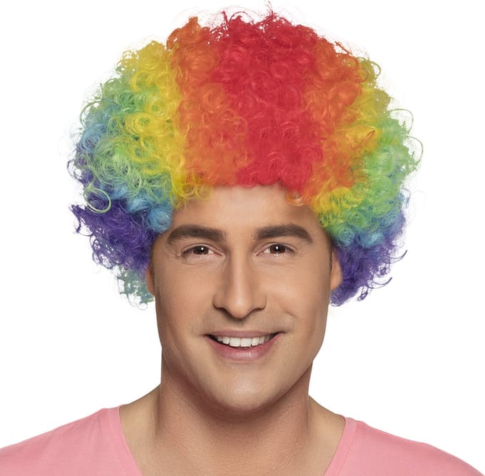 Boland - Pruik Pop multikleur Multi - Afro - Kort - Unisex - Clown - Clown - Circus