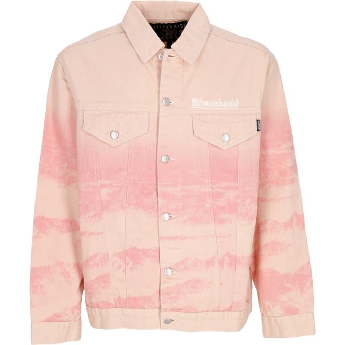 Jeans Man Mountain Afdrukken Astro Denim Jacket Pink