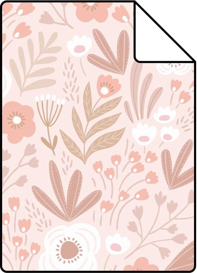 Proefstaal ESTAhome behang bloemetjes licht roze - 26.5 x 21 cm - 131065-S