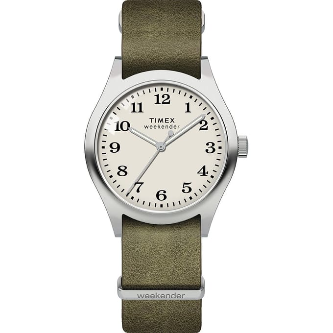 Timex Weekender TW2Y86500 Horloge - Leer - Groen - Ø 34 mm