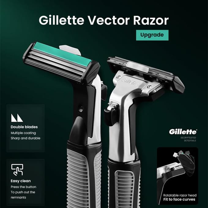Gillette Vector 2-scheerset met scheermesjes 2-laags mesjes Gillette-scheermes voor mannen Meerdere specificaties om uit te kiezen