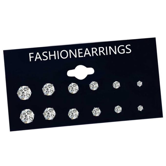 Fako Bijoux® - Oorbellen - Steker - Zirkoon - 3-8mm - Set - 6 Paar