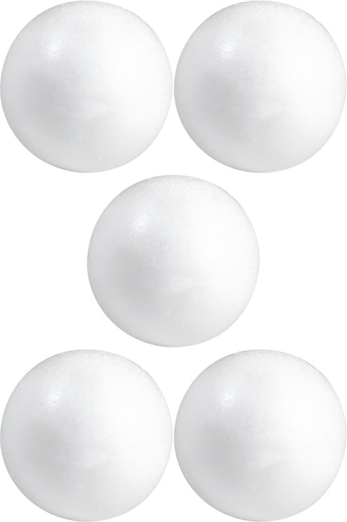 Piepschuim bol/bal - 5x - wit - D5 cm - styropor - hobby figuren - DIY - knutselen - basis materiaal