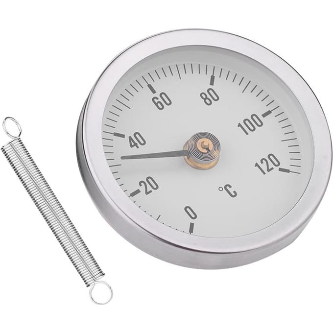 63mm Waterproof Dustproof IP55 0-120 degrees  Bimetal Temperature Spring Thermometer Pipe Surface white