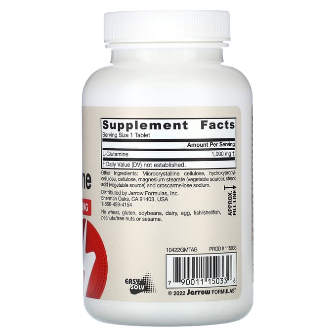 Jarrow Formulas, L-Glutamine, 1 000 mg, 100 comprimés