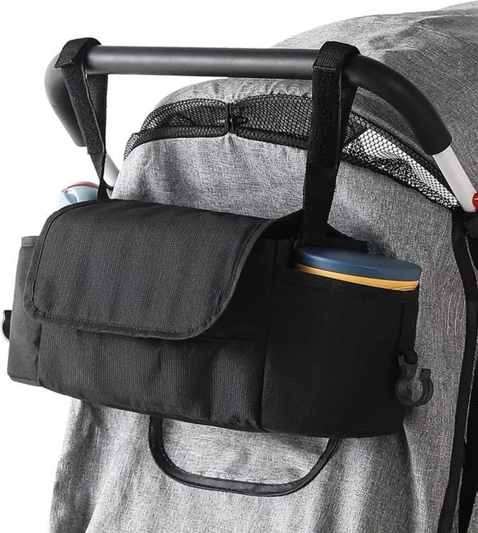Kinderwagen Tas, Universeel Buggy Tas - Buggy Organizer - Zwart