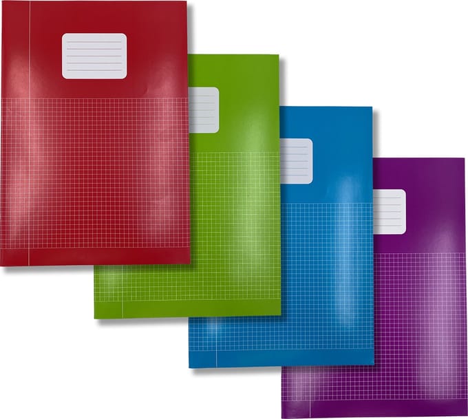 Schriften A4 formaat Ruit 5 mm - Vrolijk gekleurd - 5 pak - Schoolschrift geruit - DULA