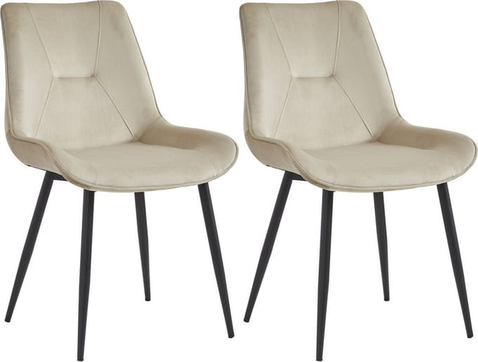 Colenis® - Zerda Eetkamerstoel - Set Van 2 - Beige - Velvet - Industrieel - Stoel