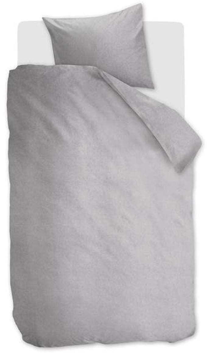 Snoozing Flanel Uni Dekbedovertrek - Eenpersoons - 140x200/220 cm - Light Grey