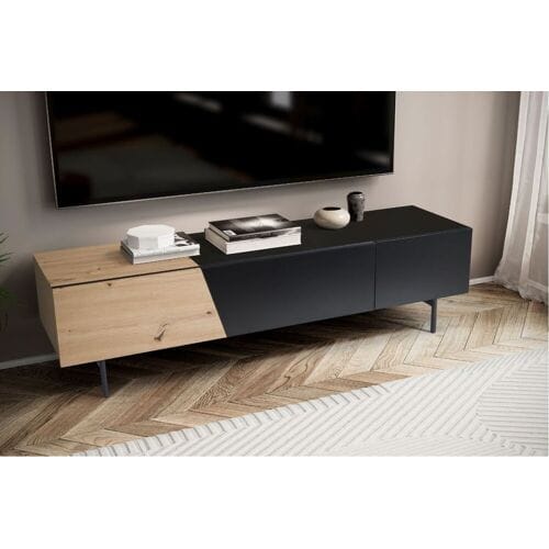 Wohnling Tv meubel zwart met eikenlook 150 cm