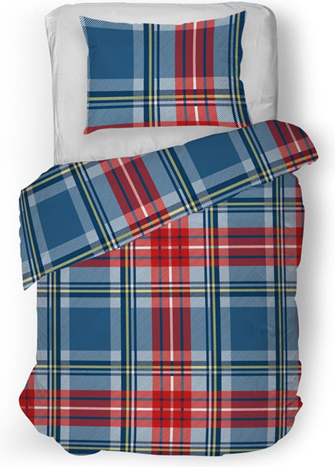Snoozing Elien Dekbedovertrek - Eenpersoons - 140x200/220 cm - Blauw/Rood