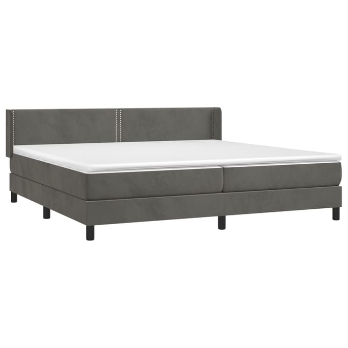 vidaXL - Boxspring - met - matras - fluweel - donkergrijs - 200x200 - cm