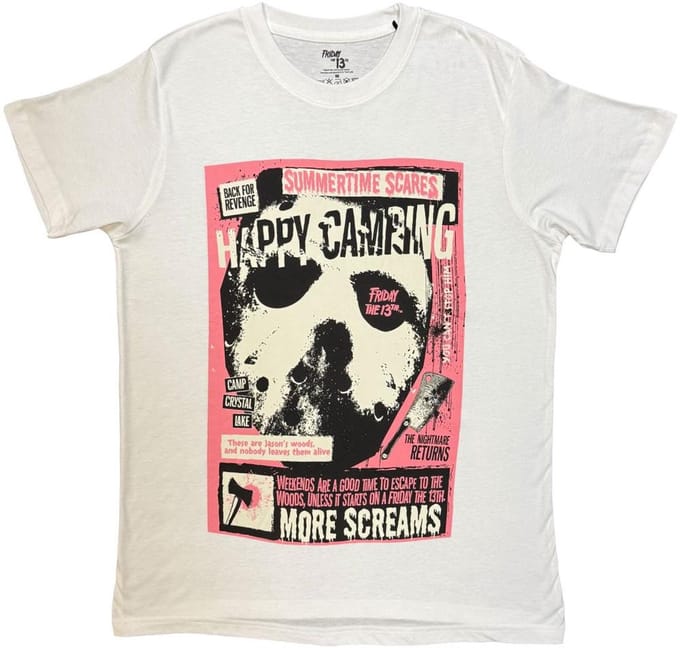 Friday The 13th - Happy Camping Heren Tshirt - M - Wit