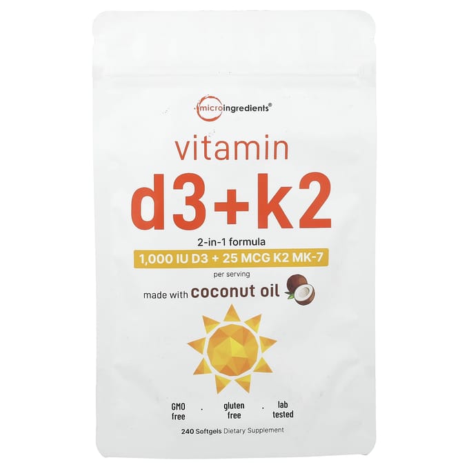 Micro Ingredients, Vitamine D3 + K2, 240 Softgels