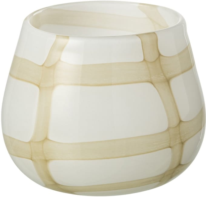 J-Line windlicht Fuzzy - glas - wit/groen