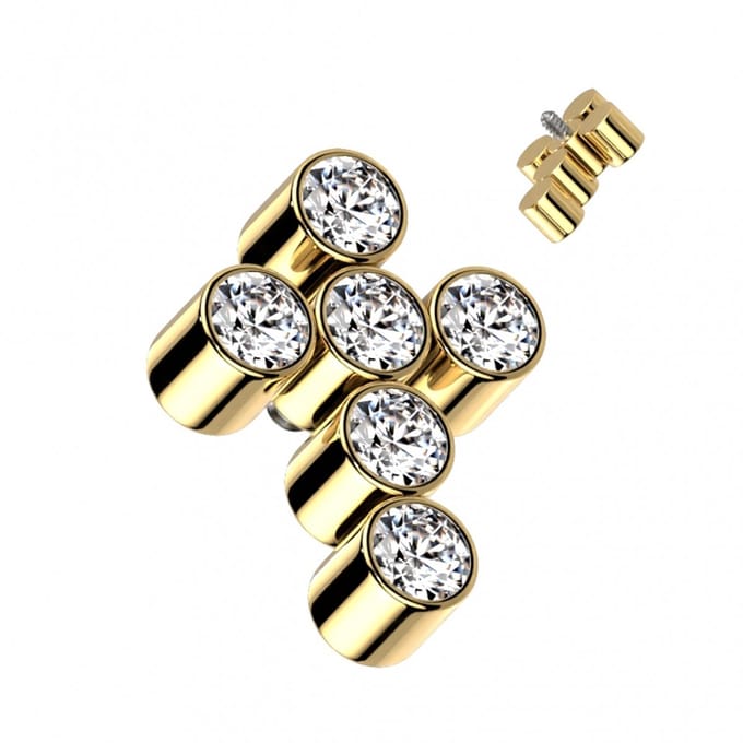 Dermal top gemmed cross 1.2mm - Goud - LMPiercings