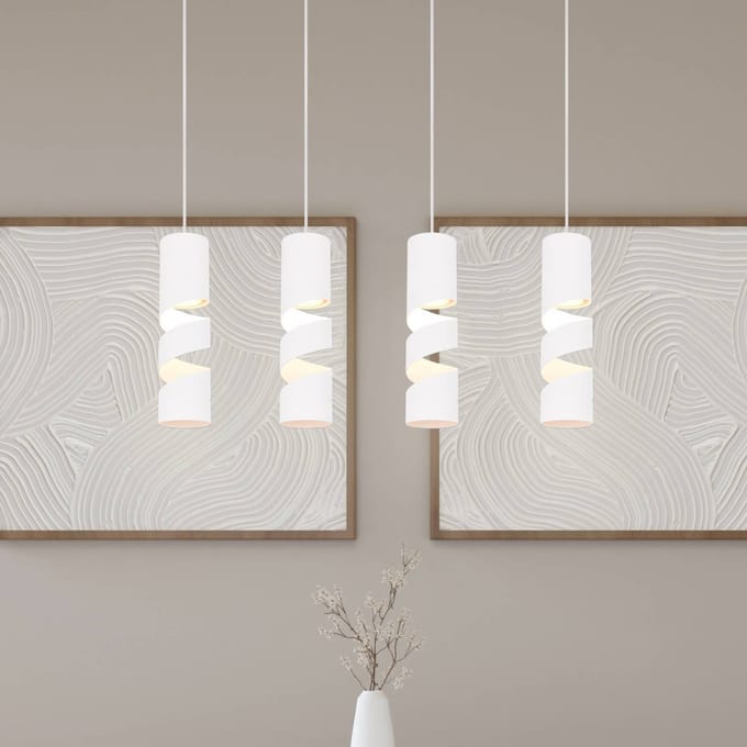Trio Lighting Stream hanglamp, wit, lengte 80 cm 4-lamps metaal GU10