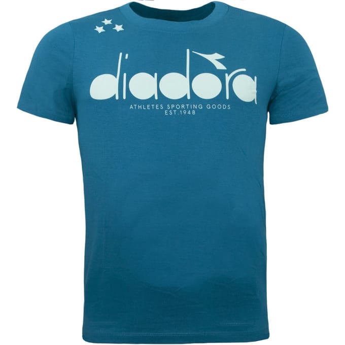 Diadora Logo Heren Blauw T-Shirt