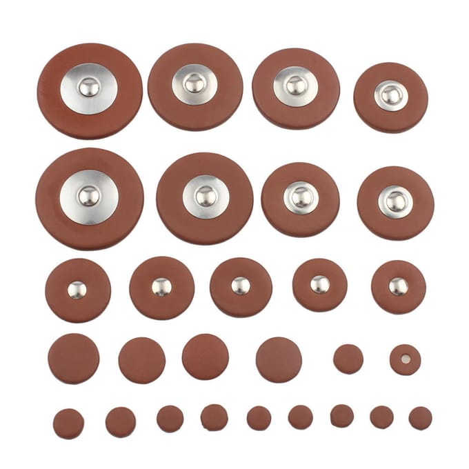 28 stuks vervangende leren pads voor sopraansaxofoon beige