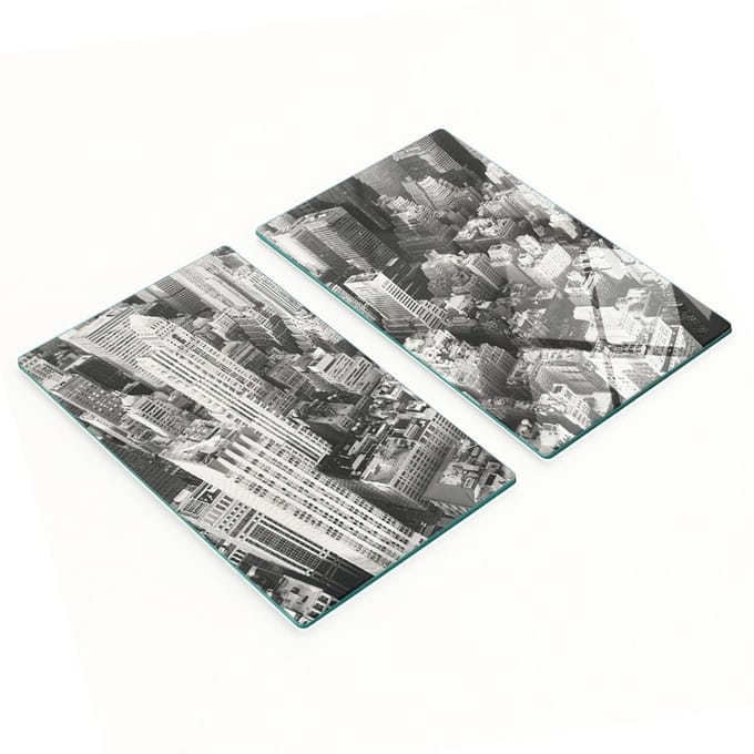 Decoratieve serveerplanken van glas voor snacks, New York, 2x30x52 cm