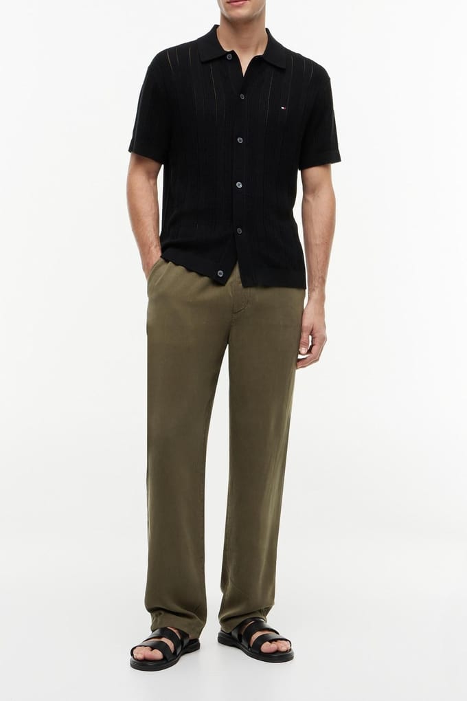 Tommy Hilfiger Pointelle Structure Black Heather Taglia: S | Camicie Casual Outlet | Uomo | Nero
