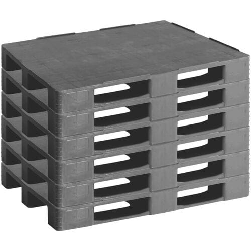 GGM Gastro (6 stuks) Kunststof europallet gerecycled kunststof - 1200x800mm - draagvermogen: 1000kg (statisch) - donkergrijs grijs