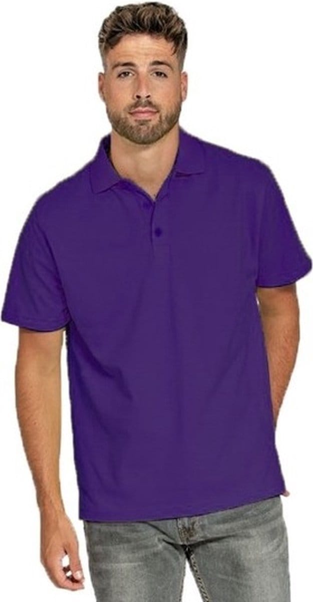 Lemon & Soda Heren basic poloshirt - paars - korte mouw - katoen - 220 gram M