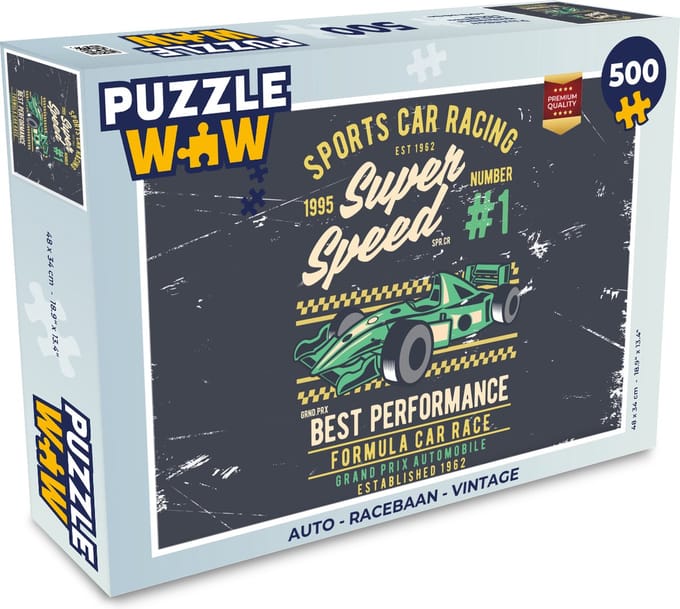 Puzzel Auto - Racebaan - Vintage - Legpuzzel - Puzzel 500 stukjes