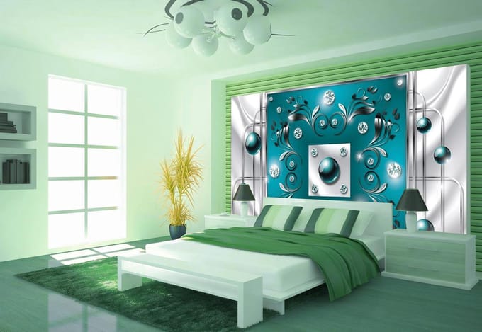 Turquoise Diamond Abstract Modern Photo Wallcovering