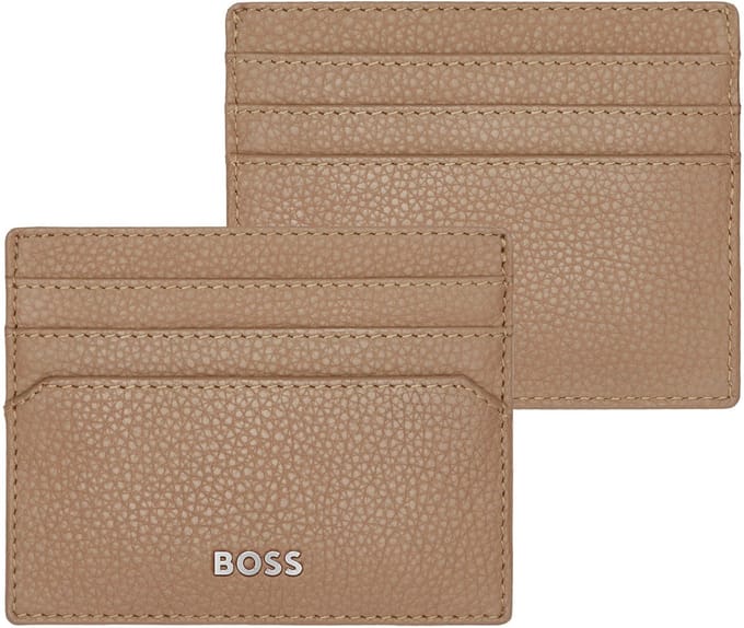 HUGO BOSS Leren Kaarthouder Classic Grained Card Holder Camel Lichtbruin