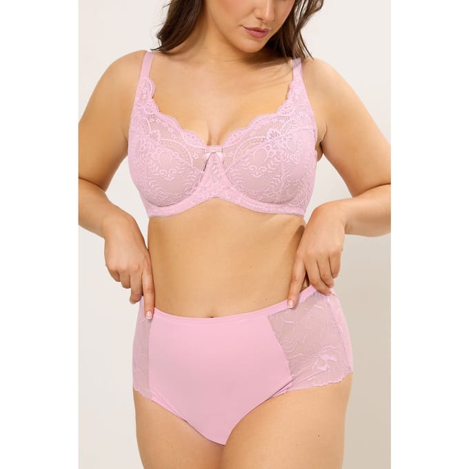 Yours Roze Microvezel Kanten Slips Met Volledige Dekking Size 46-48