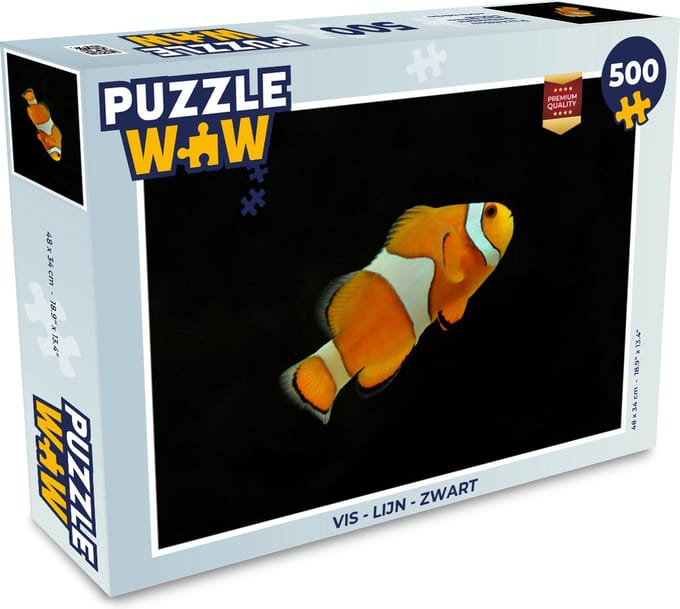 Puzzel Vis - Lijn - Zwart - Legpuzzel - Puzzel 500 stukjes
