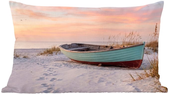 Sierkussens - Kussentjes Woonkamer - 60x40 cm - Rustiek - Roeiboot - Zandstrand