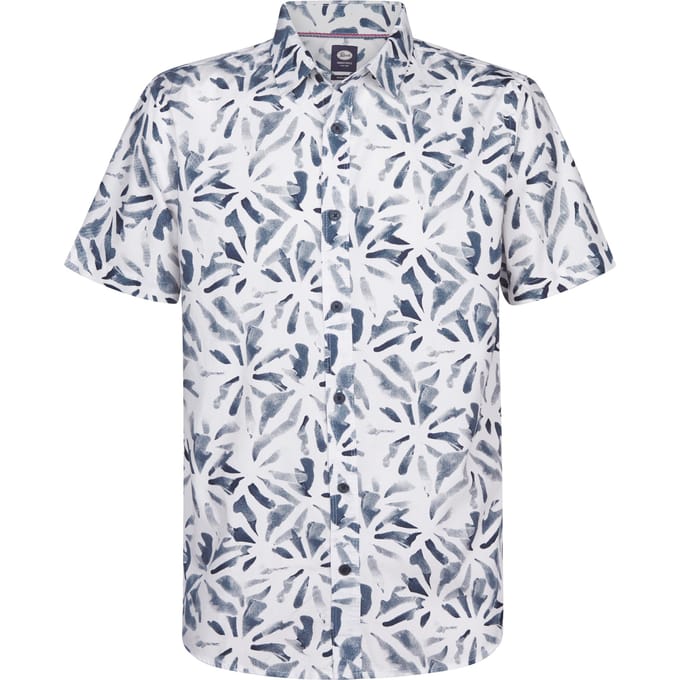 Petrol Industries - Heren Overhemd met all-over print Noche - Wit