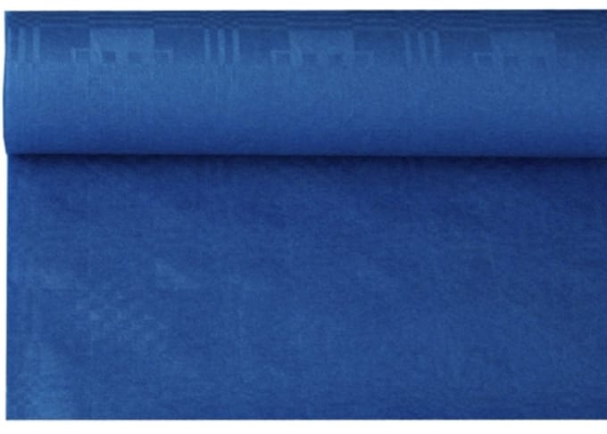 12x Tafelkleed papier met damastprint 8 m x 12 m donkerblauw