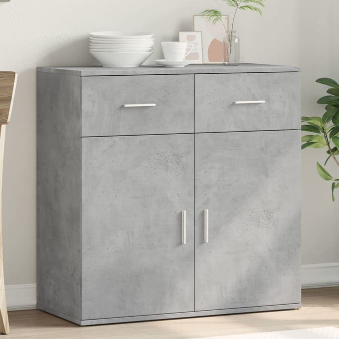 vidaXL - Dressoir - 79x38x80 - cm - bewerkt - hout - betongrijs