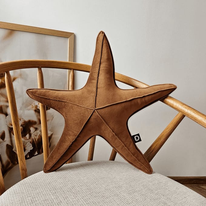 Decordruk VELVET - Sierkussen - Karmel - Grote Rozetvorm